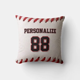 Klassischer Baseballstich mit individuellem Namen  Kissen