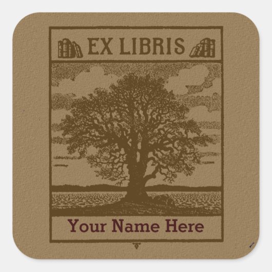 Klassischer Baum mit Büchern Ex Libris Buchbesitze Quadratischer Aufkleber (Vorderseite)