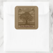 Klassischer Baum mit Büchern Ex Libris Buchbesitze Quadratischer Aufkleber (Tasche)