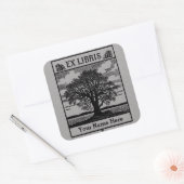Klassischer Baum mit Büchern Ex Libris Buchzeichen Quadratischer Aufkleber (Umschlag)