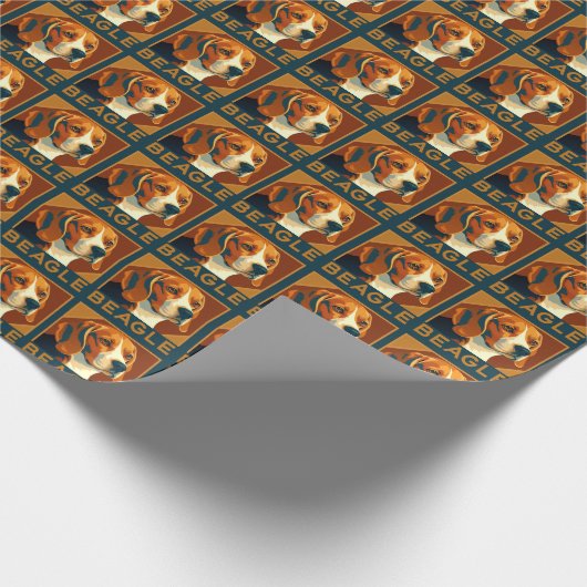 Klassischer Beagle Portrait Retro Style Geschenkpapier (Ecke)