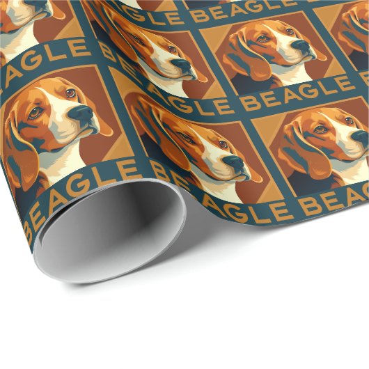 Klassischer Beagle Portrait Retro Style Geschenkpapier (Rolleneckpunkt)