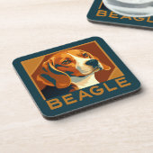 Klassischer Beagle Portrait Retro Style Getränkeuntersetzer (Linke Seite)