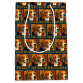 Klassischer Beagle Portrait Retro Style Mittlere Geschenktüte (Vorderseite)