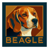 Klassischer Beagle Portrait Retro Style Poster (Vorderseite)