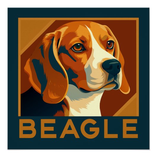 Klassischer Beagle Portrait Retro Style Poster (Vorderseite)