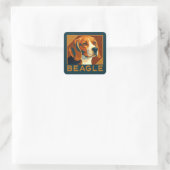 Klassischer Beagle Portrait Retro Style Quadratischer Aufkleber (Tasche)