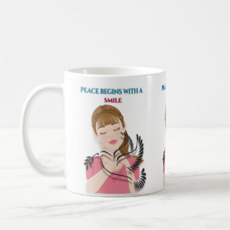Klassischer Becher, 11 oz Frieden beginnt mit eine Kaffeetasse