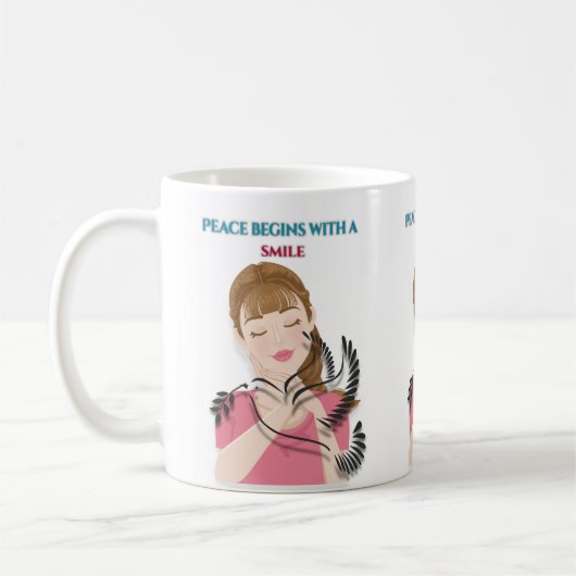 Klassischer Becher, 330 ml Peace Begins with a Smi Kaffeetasse (Links)