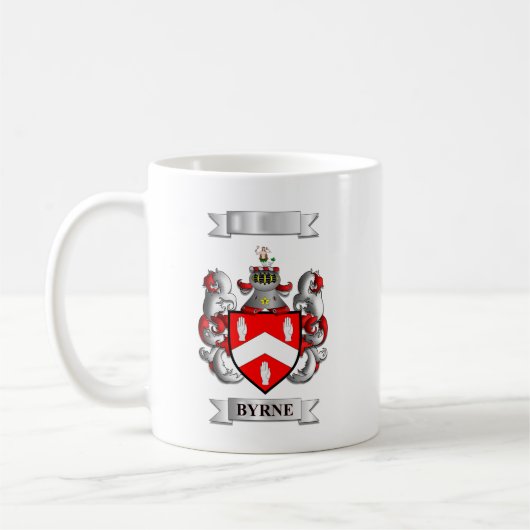 Klassischer Becher Byrne Nachname und Schild Kaffeetasse (Links)