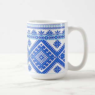 Klassischer Becher Ukrainisches Blau auf Blau Kreu Kaffeetasse