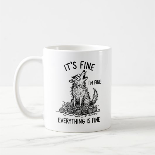 Klassischer Becher: Whimsical Heulender Wolf Angst Kaffeetasse (Links)