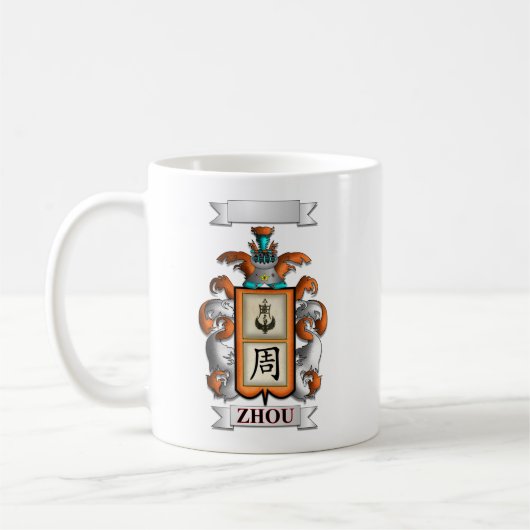 Klassischer Becher Zhou Nachname Und Schild Kaffeetasse (Links)