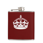 Klassischer Behalt von Calm Crown auf Burgund Red Flachmann (Vorderseite)