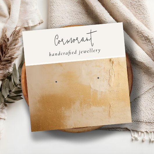 Klassischer Beige Gold Ölpaint Texture Earring Hol Quadratische Visitenkarte