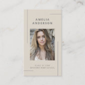 Klassischer Beige Gray Typografy Foto Abschluss Visitenkarte (Vorderseite)