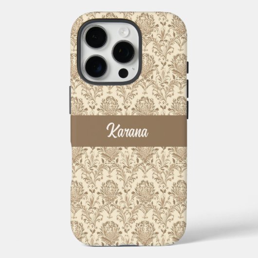 Klassischer Beiger Damast Case-Mate iPhone Hülle (Rückseite)