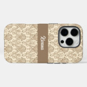 Klassischer Beiger Damast Case-Mate iPhone Hülle (Rückseite (Horizontal))