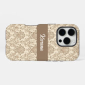 Klassischer Beiger Damast iPhone Hülle (Rückseite (Horizontal))