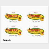 Klassischer benutzerdefinierter Text Frohe Weihnac Ovaler Aufkleber (Blatt)