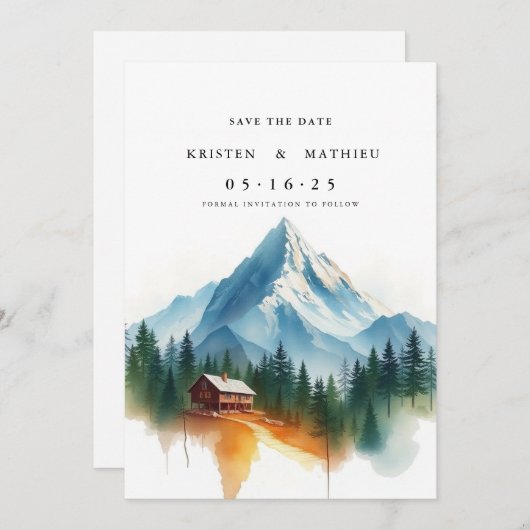 Klassischer Berg Save The Date (Vorne/Hinten)