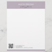 Klassischer Beruflicher QR Code Lavender Briefbogen (Vorderseite)