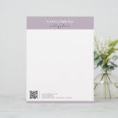 Klassischer Beruflicher QR Code Lavender Briefbogen (Stehend Vorderseite)