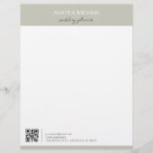 Klassischer Beruflicher QR Code Matcha Briefbogen (Vorderseite)