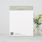 Klassischer Beruflicher QR Code Matcha Briefbogen (Stehend Vorderseite)