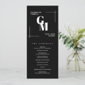 Klassischer Black Modern Chic Monogram QR Code Hoc Programm (Stehend Vorderseite)