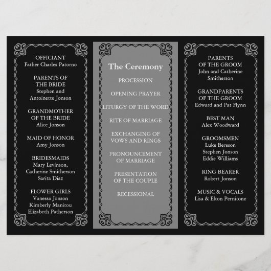 Klassischer Black-Ordner für Hochzeitsprogramme (Rückseite)