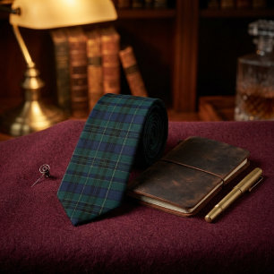 Klassischer Black Watch Tartan Dunkelgrün Marinebl Krawatte