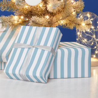 Klassischer Blau gestreifter Weihnachten Geschenkpapier