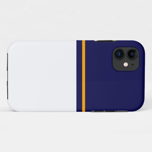 Klassischer, blau-weißer Farbblock Gelber Streifen Case-Mate iPhone Hülle (Rückseite (Horizontal))