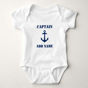Klassischer Blauer Anker und Baby Name/Rank Strampler