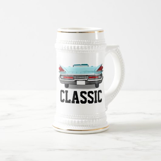 KLASSISCHER BLAUER AUTO-BIERKRUG BIERGLAS (VorderseiteRechts)