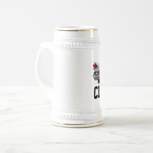 KLASSISCHER BLAUER AUTOSTEIN BIERGLAS (Vorderseite Links)