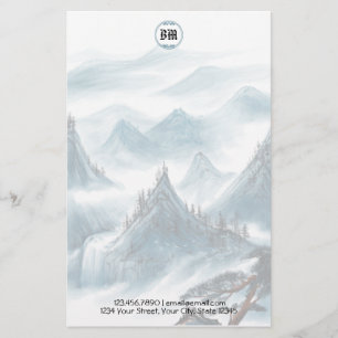 Klassischer blauer Briefkopf mit Bergblick Briefpapier