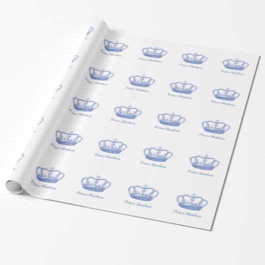 Klassischer blauer Prinz Crown Geschenkpapier (Ungerollt)