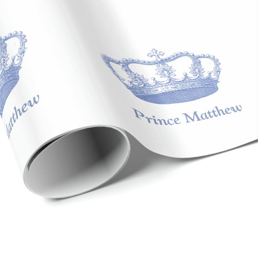 Klassischer blauer Prinz Crown Geschenkpapier (Rolleneckpunkt)