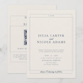 Klassischer blauer QR-Code Detail RSVP-Registrieru Einladung (Vorne/Hinten)