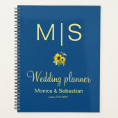 Klassischer blauer Sonnenblumen-Hochzeitsplaner Planer (Vorderseite)