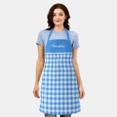 Klassischer Blauer und Weiß Gingham Name Personali Schürze (Getragen)
