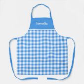 Klassischer Blauer und Weiß Gingham Name Personali Schürze (Vorderseite)