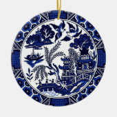 Klassischer blauer Weide-China-Entwurf Keramik Ornament (Vorne)