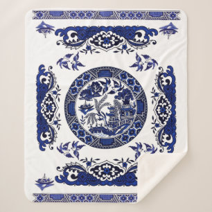 Klassischer blauer Weide-China-Entwurf Sherpadecke