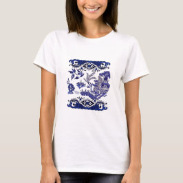 Klassischer blauer Weide-China-Entwurf T-Shirt