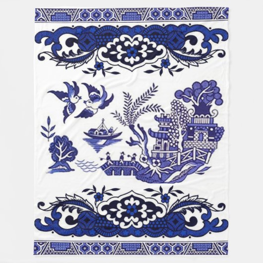 Klassischer blauer Weide-Entwurf Fleecedecke (Vorderseite)