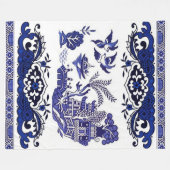 Klassischer blauer Weide-Entwurf Fleecedecke (Vorderseite (Horizontal))