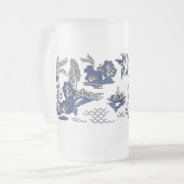 Klassischer blauer Weide-Entwurf Mattglas Bierglas (Vorderseite Links)